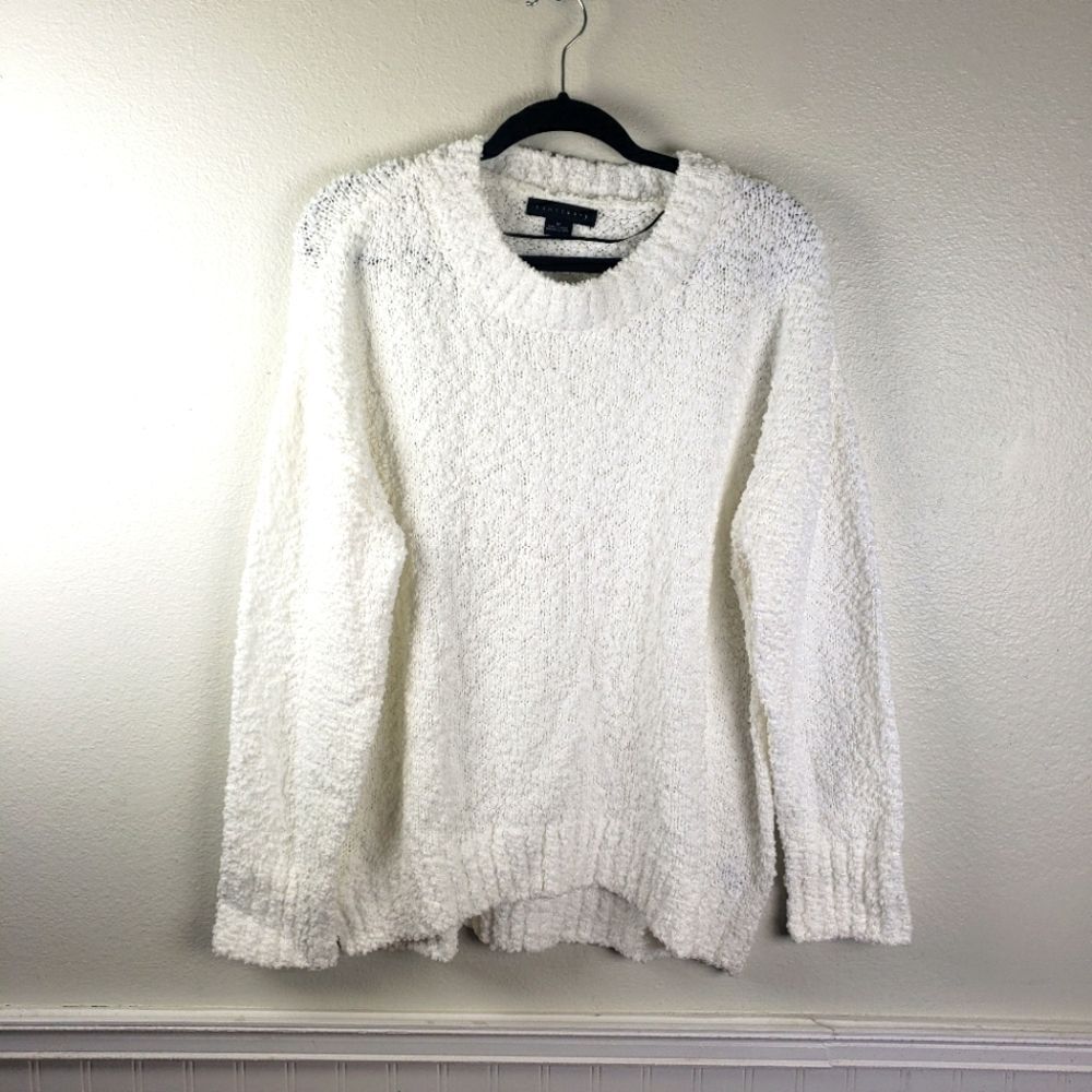 Sanctuary Women's Plus Size White  Super Soft Pullover V-Neck Sweater Size 1X